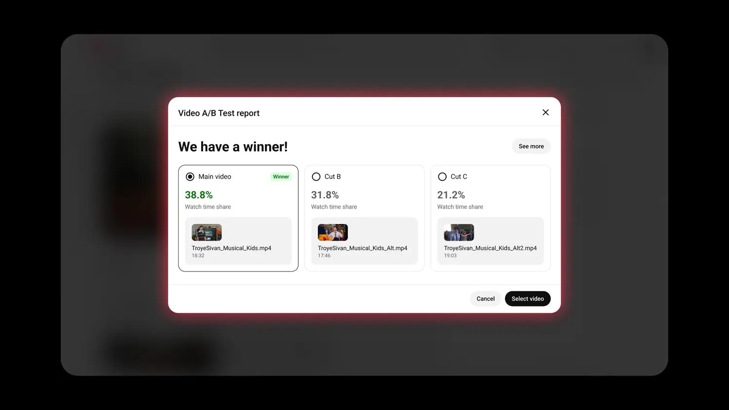 YouTube lance un agent IA pour optimiser automatiquement les chaînes des créateurs 55 Creation YT Studio Bundle Video AB Testing UX Flow 2