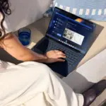HP Googlebook 14 Atmospheric Blue Google Gemini Lifestyle