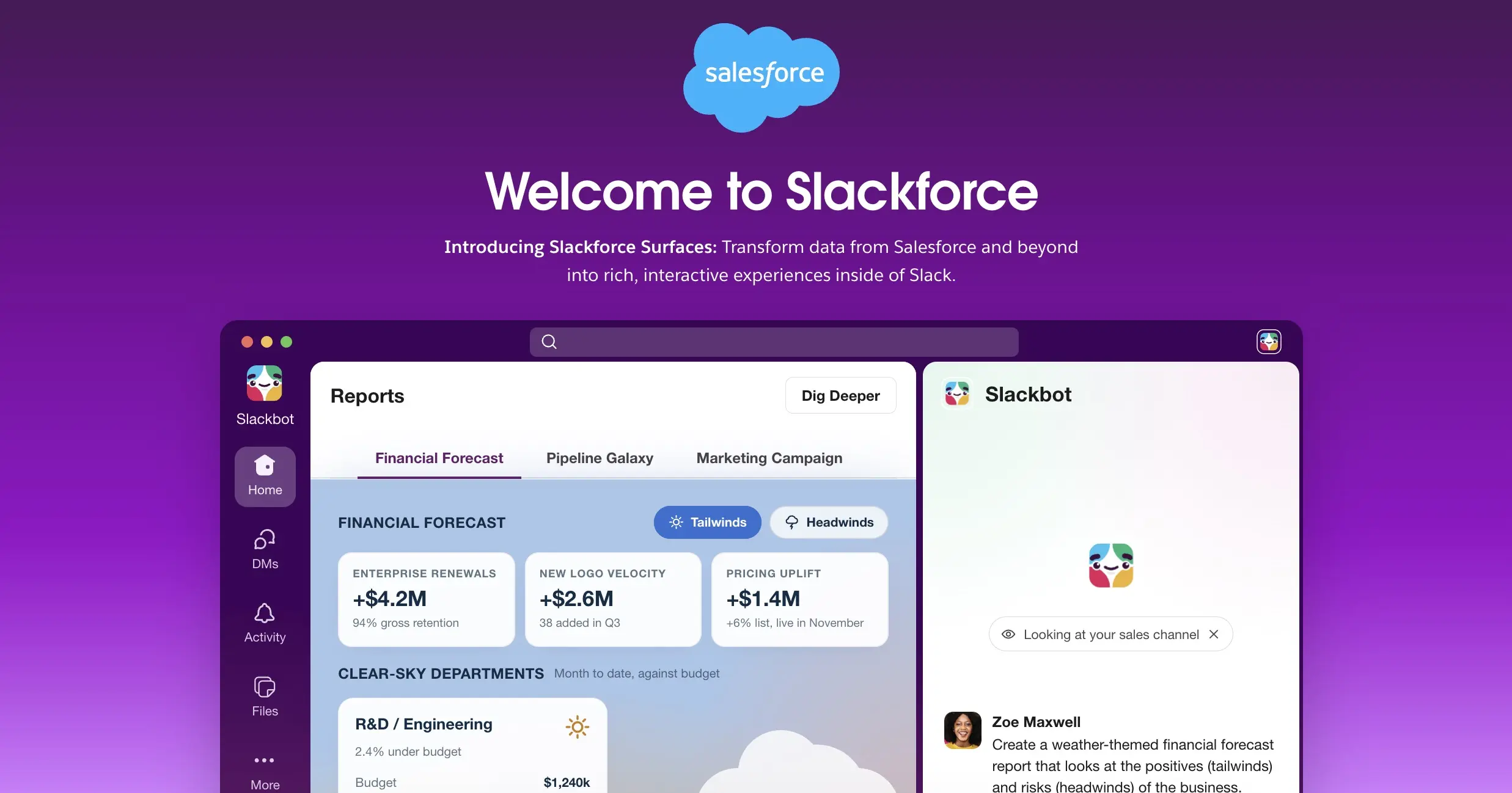 Slackforce Surfaces : Slackbot peut créer des dashboards, rapports et mini-apps avec l’IA