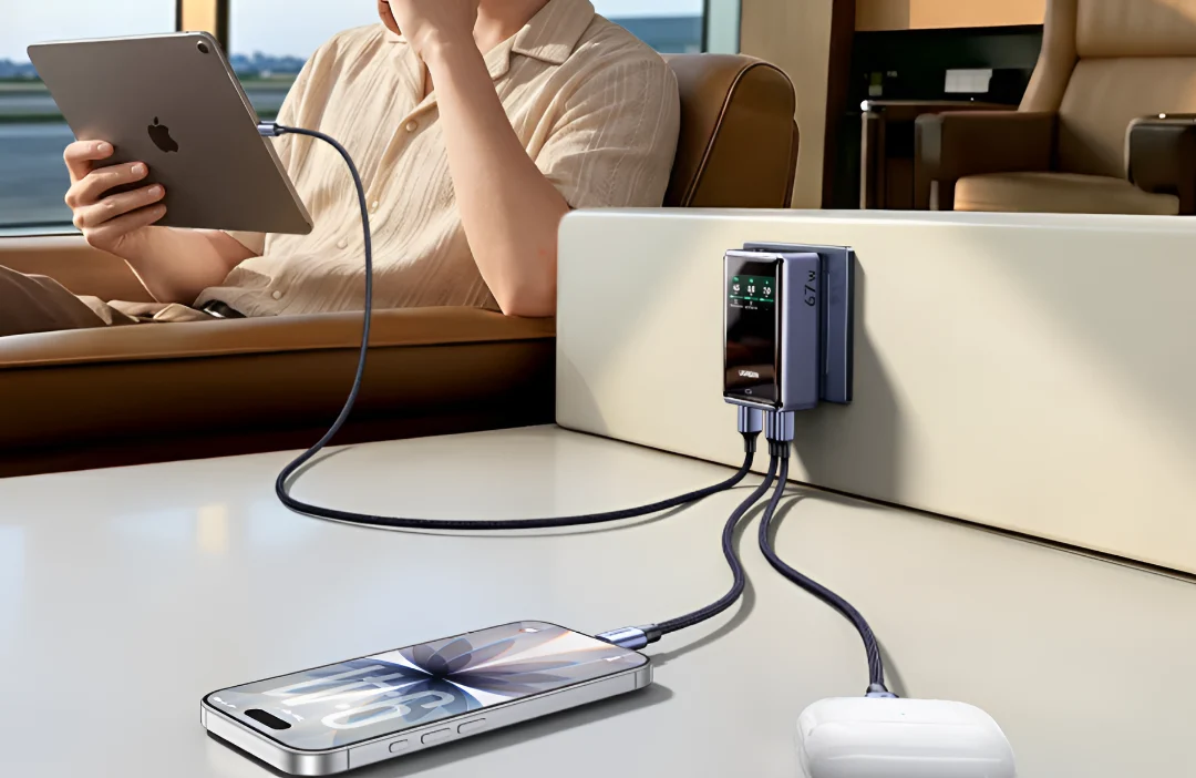 Ugreen X576 : un chargeur de voyage 67 W avec écran, 3 ports USB et prises internationales 44 Ugreen 67W Travel Charger 1 2