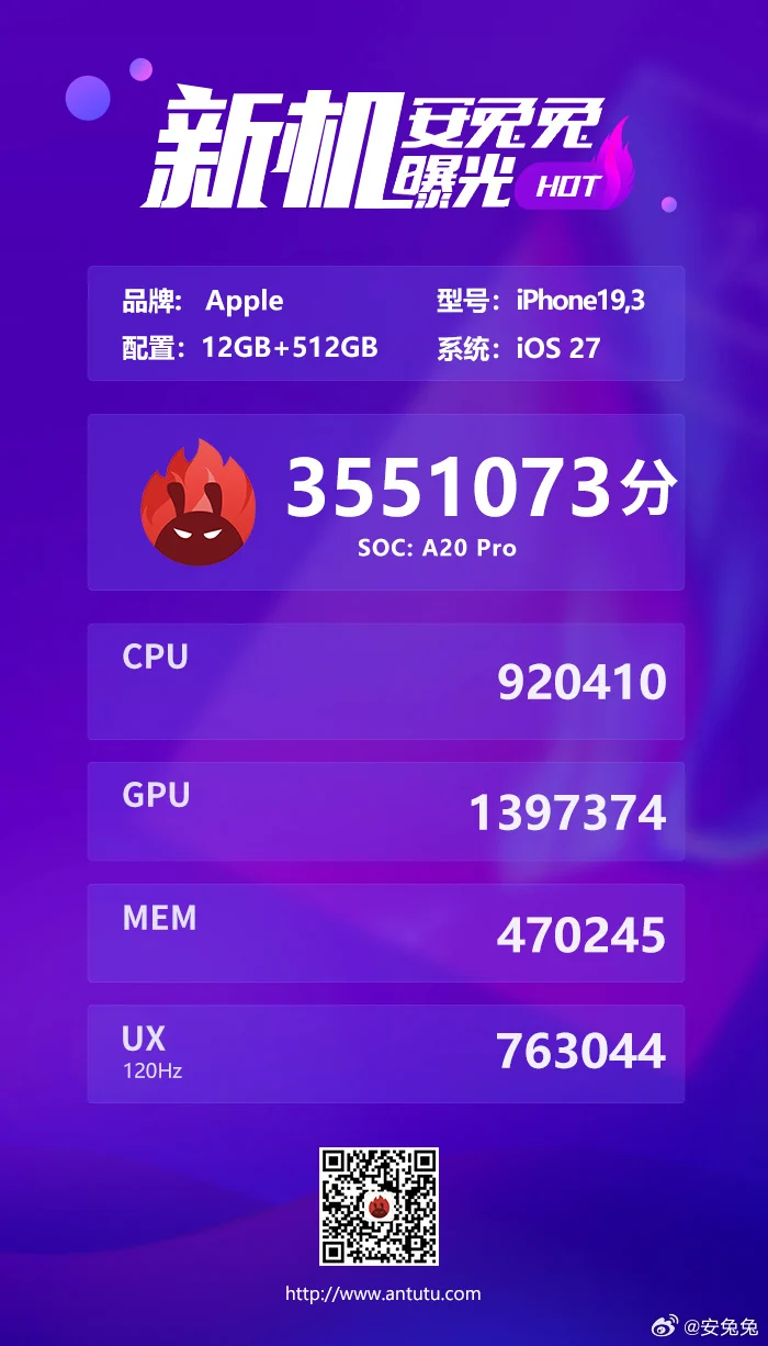 iPhone 18 Pro et iPhone 18 Pro Max : les premiers benchmarks du A20 Pro 2 nm apparaissent 35 iPhone 18 Pro Max AnTuTu