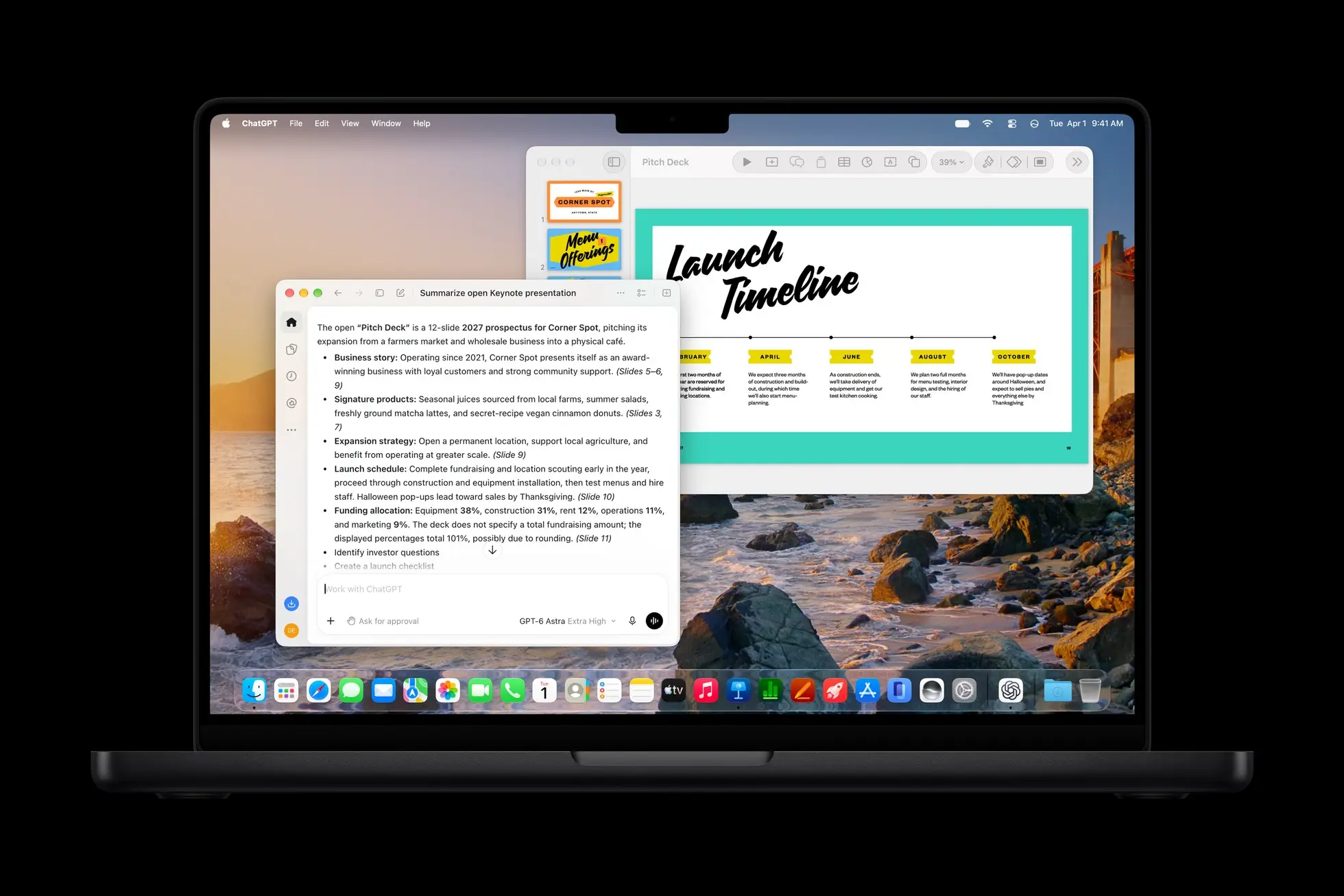 Apple Creator Studio intelligent assistant in Keynote on MacBook Pro