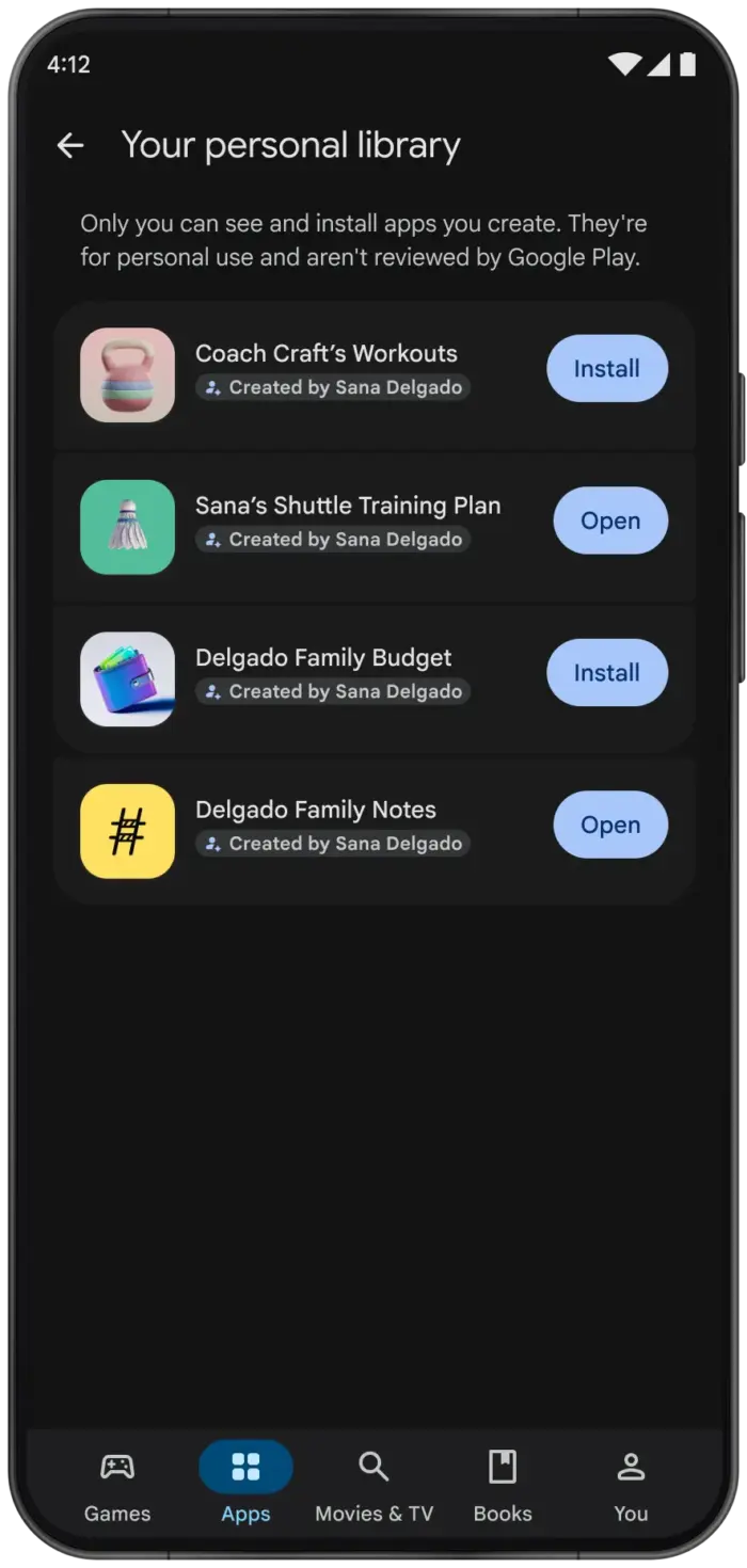 Google Play : l’IA recommande des jeux et permet de partager des applications créées sans coder 67 Campfire personal library.width 2000.format webp
