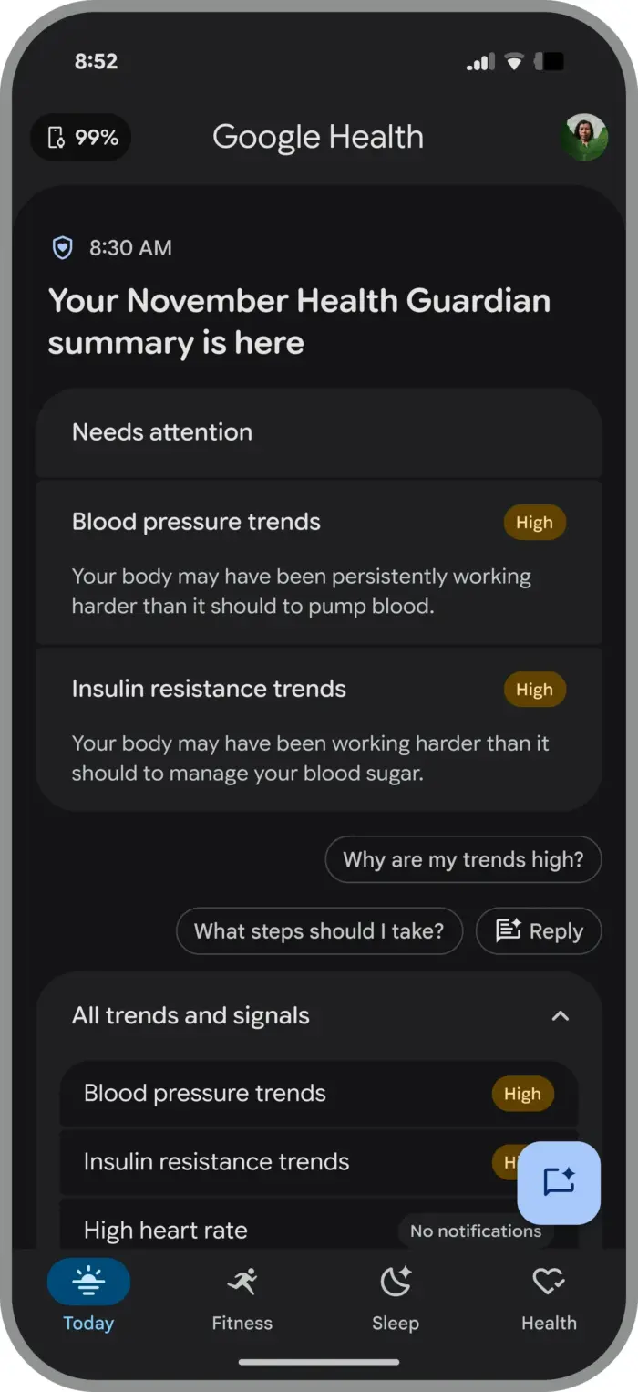 Fitbit Air : Google améliore la détection des entraînements et dévoile des bracelets en métal 66 Health Guardian Summary Google Health
