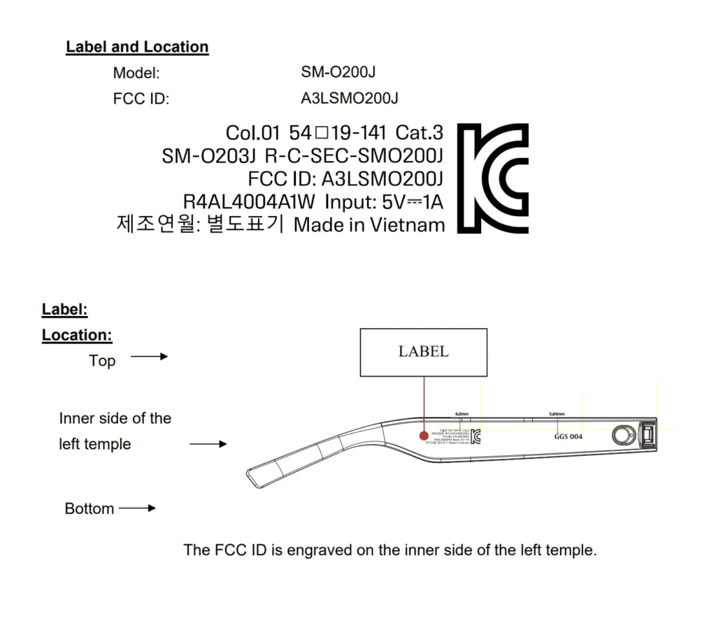 Samsung smart glasses FCC