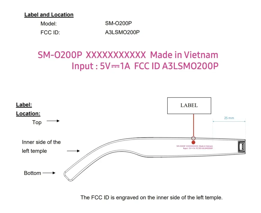 Samsung smart glasses FCC 2