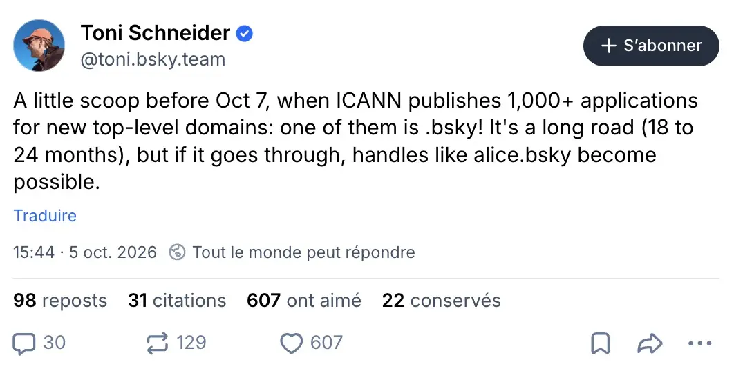 Bluesky veut transformer « .bsky » en véritable extension Internet 61 Screen 2026 10 07 at 08.13.03