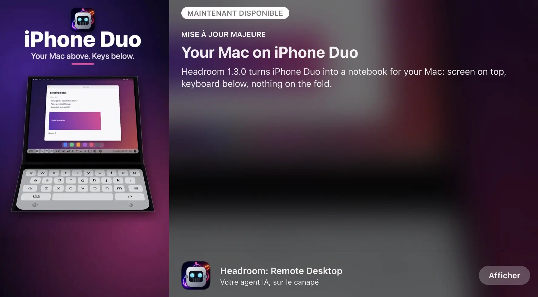 iPhone Duo : une application transforme l’écran pliable en mini-MacBook grâce à Headroom