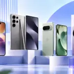 Vitrine futuriste de smartphones premium