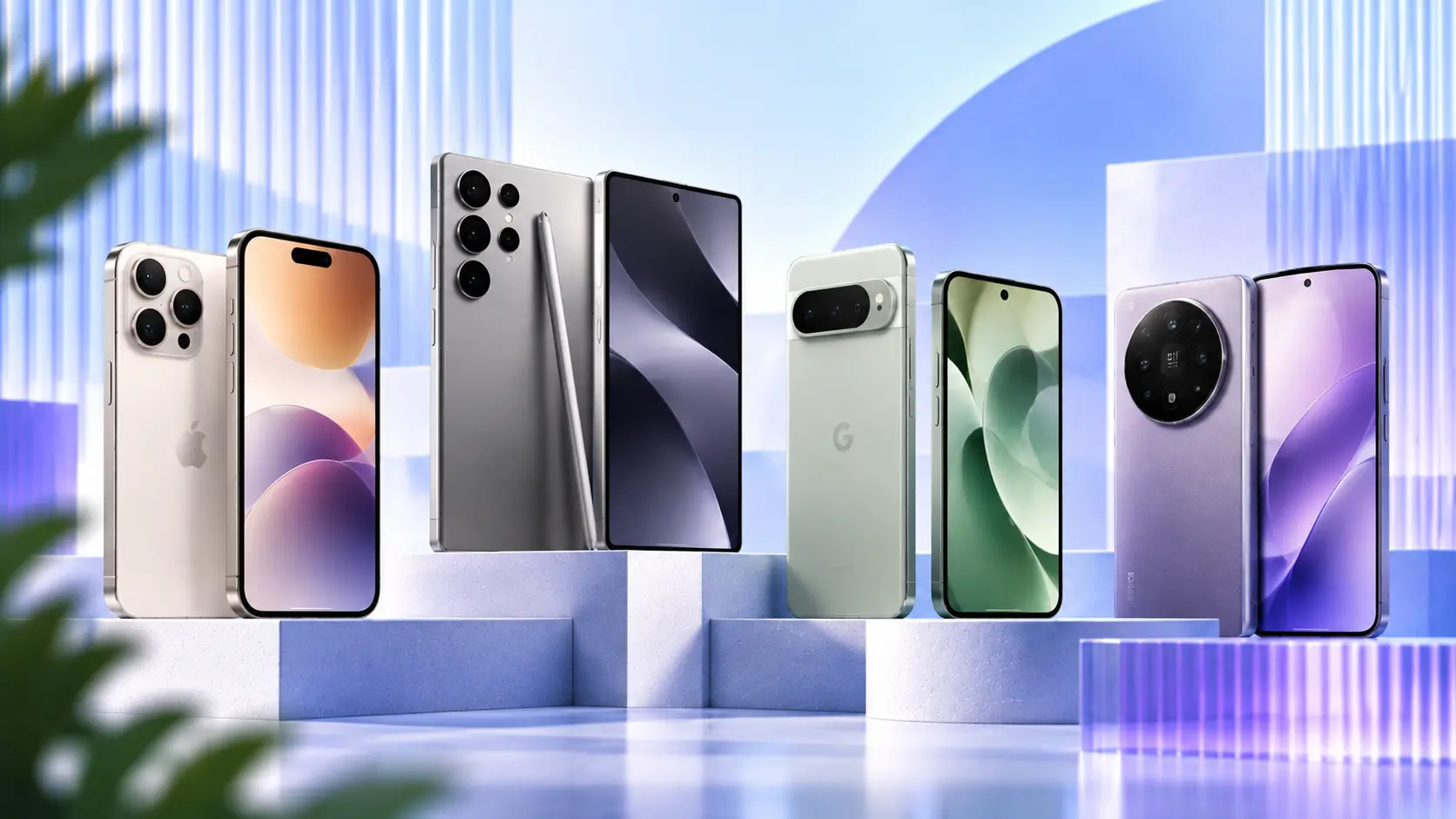Vitrine futuriste de smartphones premium