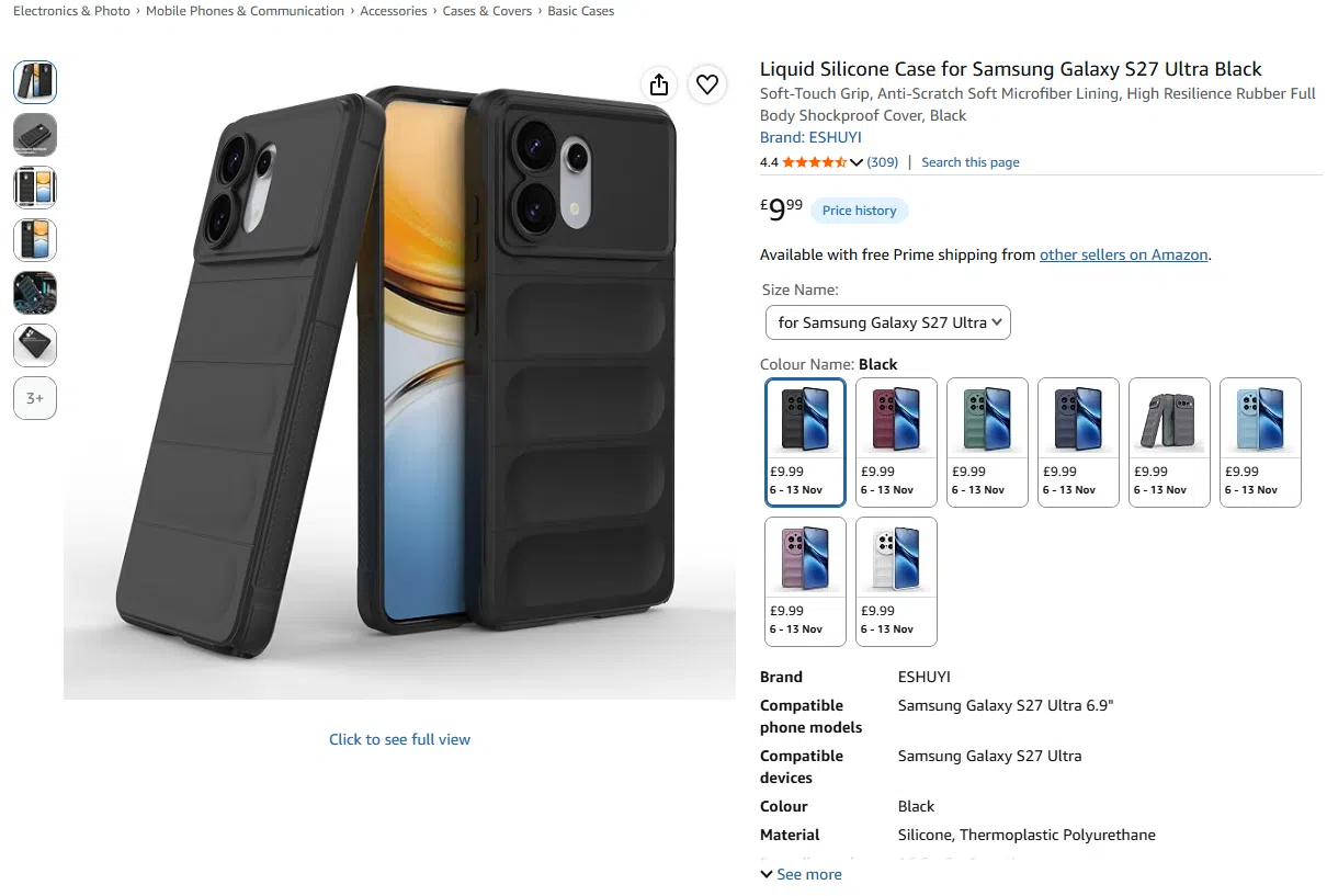 Galaxy S27 Ultra : des coques déjà en vente sur Amazon avant même son annonce 65 amazon uk s27 ultra black case listing