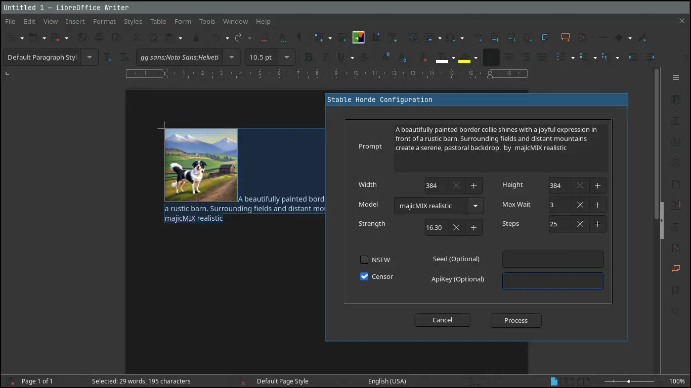 LibreOffice refuse d’intégrer l’IA par défaut, et c’est totalement volontaire 61 Extension IA : générateur d'images Stable Diffusion pour LibreOffice